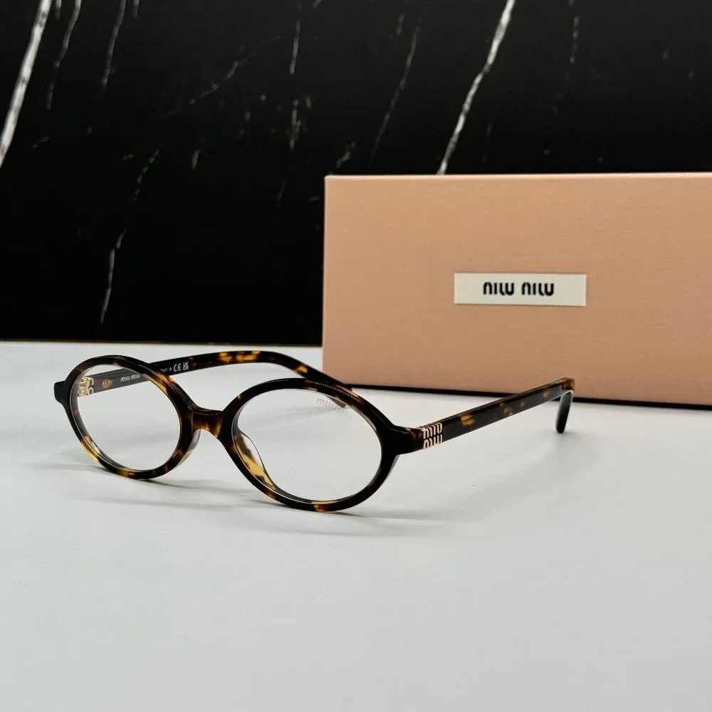 NEW MIU MIU MU04ZS OVAL HAVANA BROWN EYEGLASSES MU04ZSF VAU08N WOMEN MIU MIU